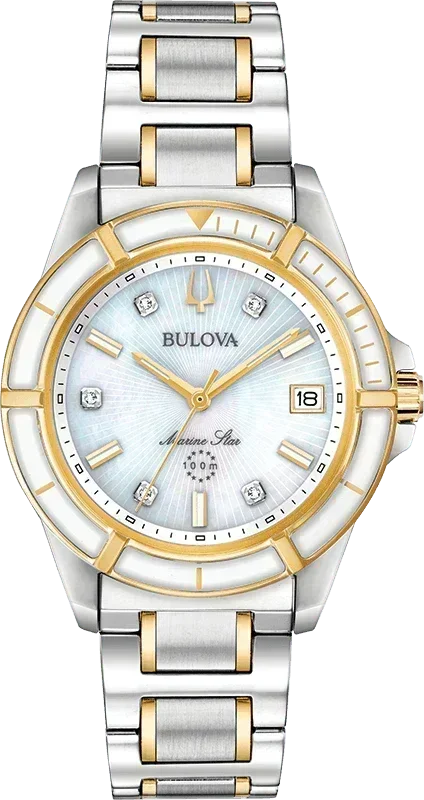 Bulova Marine Star Quartz Womens Watch 98P186