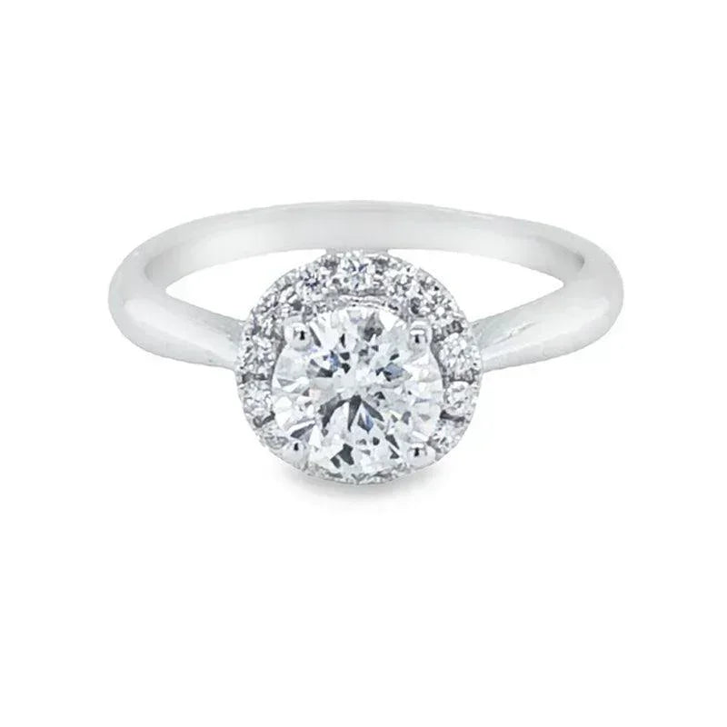 14K White Gold 1.26TDW Canadian Diamond Solitaire Halo Ring