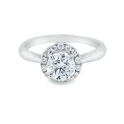 14K White Gold 1.26TDW Canadian Diamond Solitaire Halo Ring