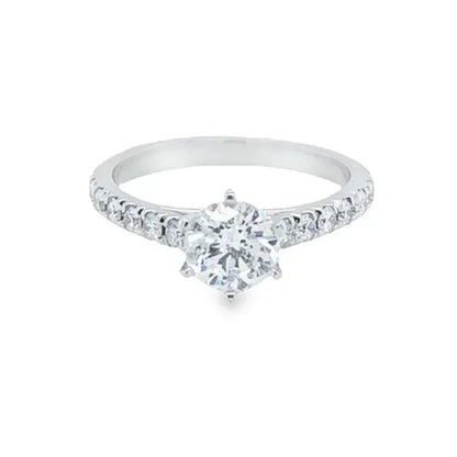 14k White Gold 1.54TDW Canadian Diamond Solitaire Ring With Classic Setting