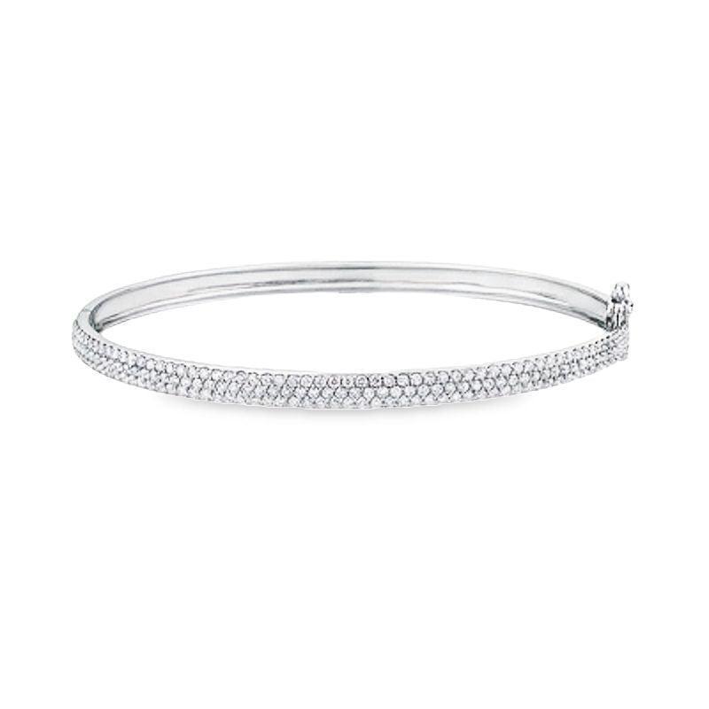 10K White Gold 1.50TDW Carat Diamond Pave Set Bangle