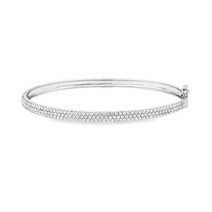 10K White Gold 1.50TDW Carat Diamond Pave Set Bangle