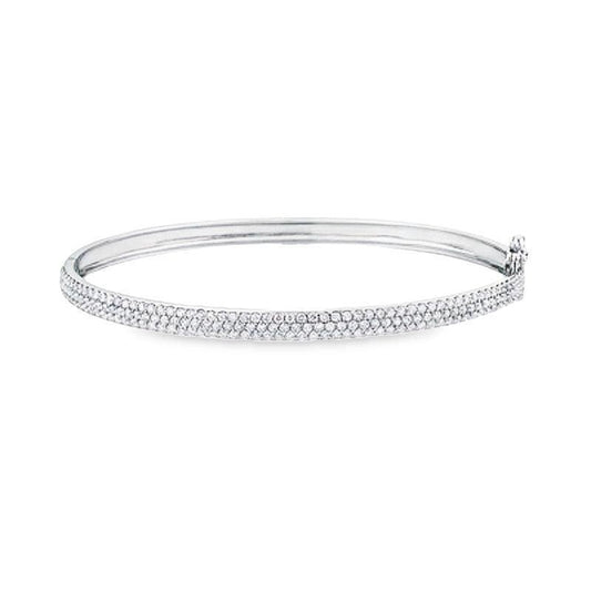 10K White Gold 1.50TDW Carat Diamond Pave Set Bangle