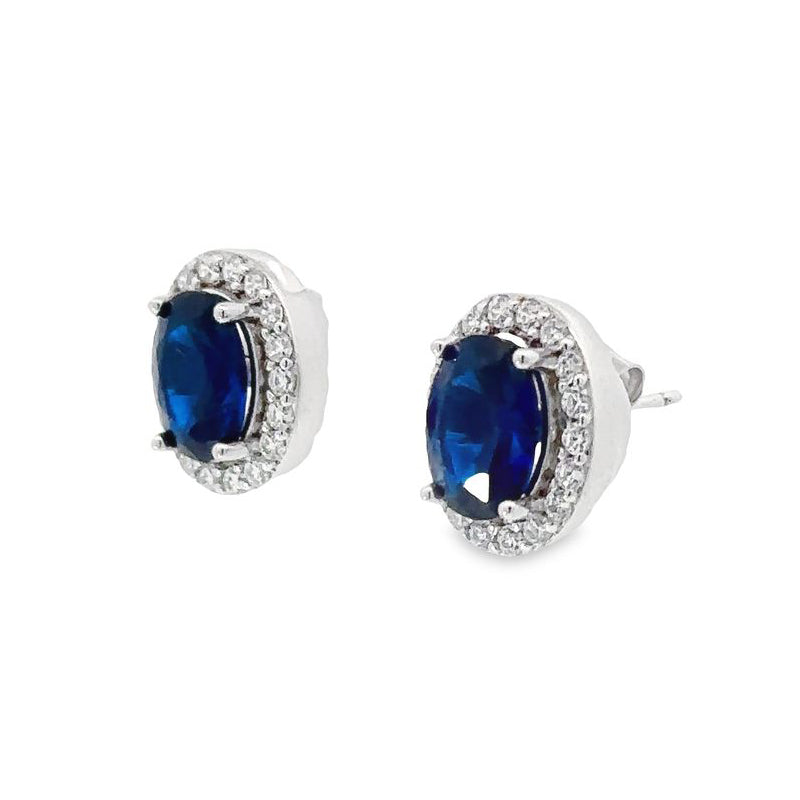 September Birthstone Oval Earring CZ In Sterling Silver