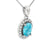 March Birthstone Aquamarine Color CZ Pendant in Sterling Silver