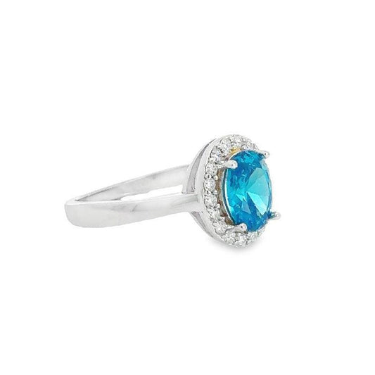 December Birthstone CZ Oval Ring in Fine Sterling Silver