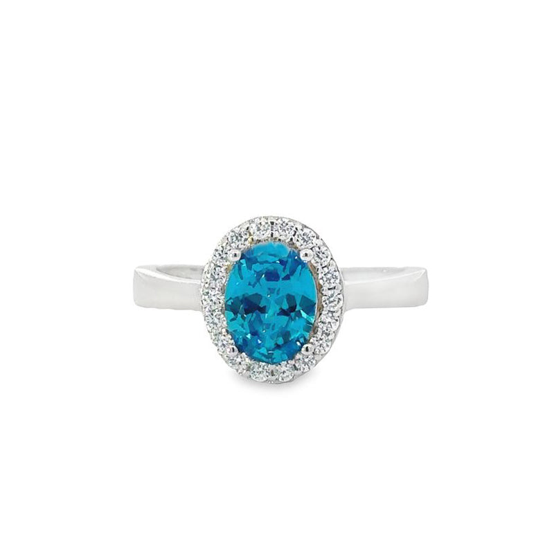 December Birthstone CZ Oval Ring in Fine Sterling Silver