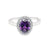 February Birthstone Color CZ Oval Ring in Fine Sterling Silver