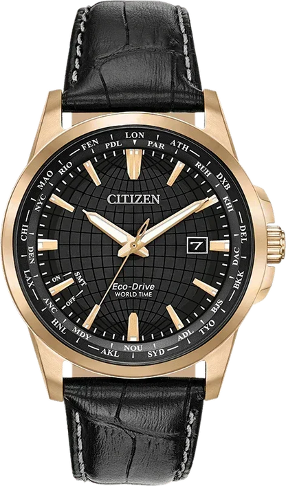 Citizen World Time Perpetual Calendar Eco-Drive Mens Watch BX1003-08E