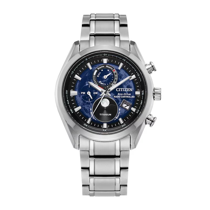 Citizen Tsuki Yomi A-T Moonphase Blue Eco-Drive Men&#39;s Watch BY1010-57L