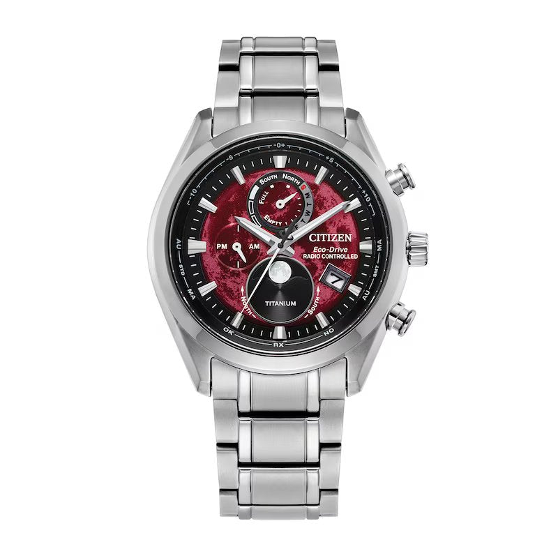 Citizen Tsuki Yomi A-T Moonphase Red Eco-Drive Men&#39;s Watch BY1018-55X