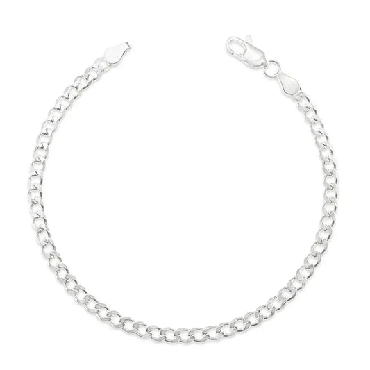 Sterling Silver 3.8mm Curb Link Italian Bracelet