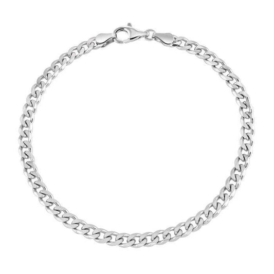 Sterling Silver 7" 4.3mm Curb Link Italian Bracelet