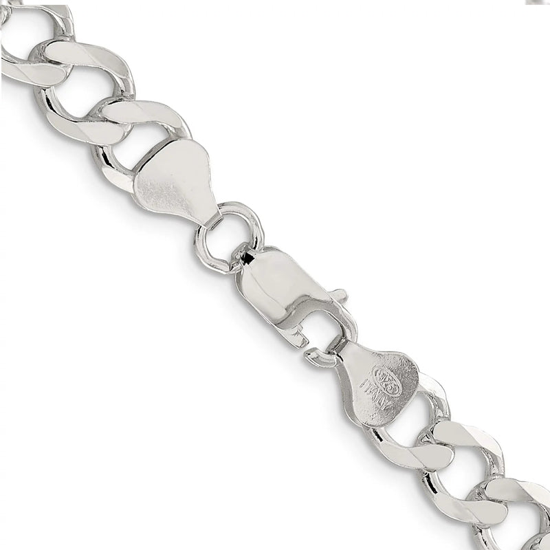 Sterling Silver 22&quot; 7.5mm Italian Men&#39;s Curb Link Chain