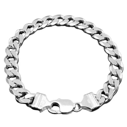 Sterling Silver 9.3mm Men's Curb Link Italian Bracelet