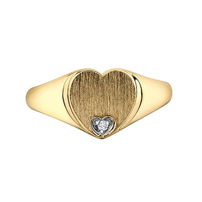 10K Yellow Gold Diamond Heart Baby Ring