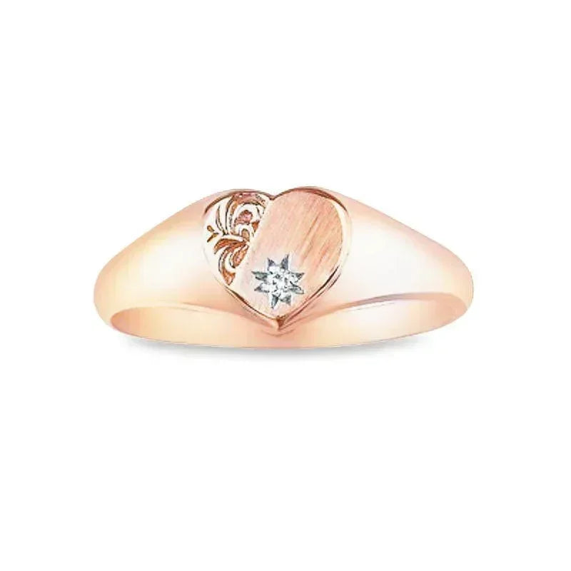 10K Pink Gold 0.01TDW Diamond Heart Ring