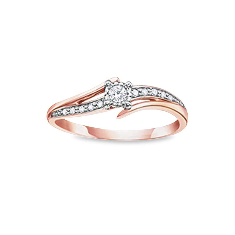 0.10TDW 10K Rose Gold Diamond Engagement Ring with Twisted Band