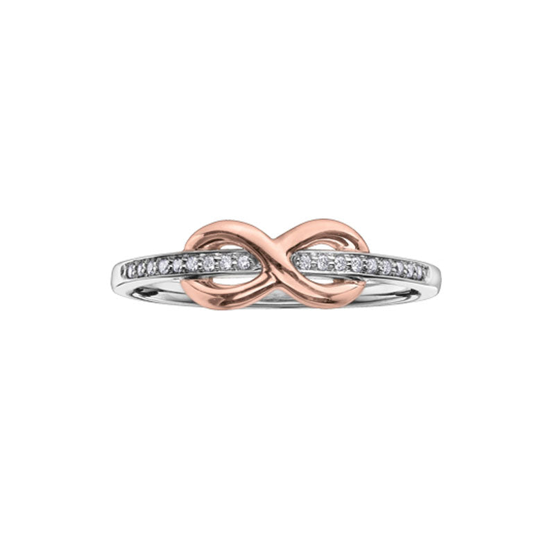 0.05 Carat and 10K White and Rose Gold Diamond Infinity Ring