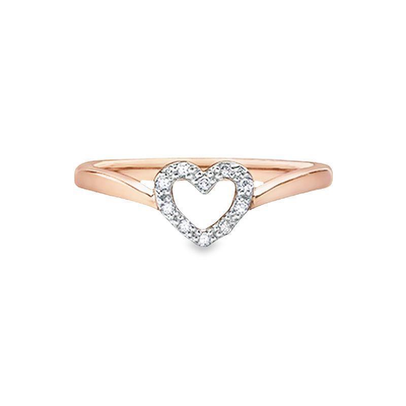 0.05TDW Diamond heart Ring in 10K Rose Gold