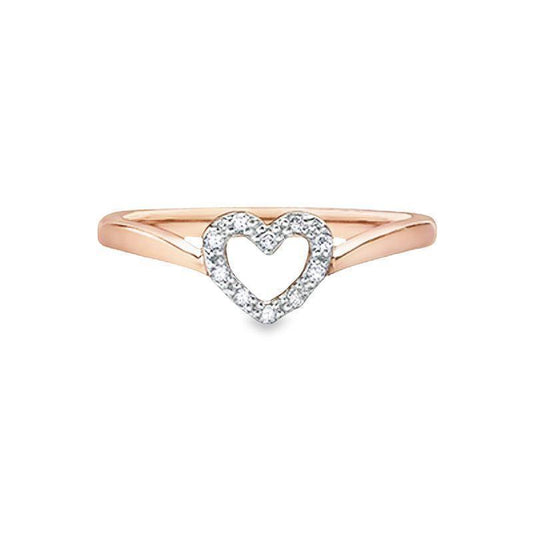 0.05TDW Diamond heart Ring in 10K Rose Gold