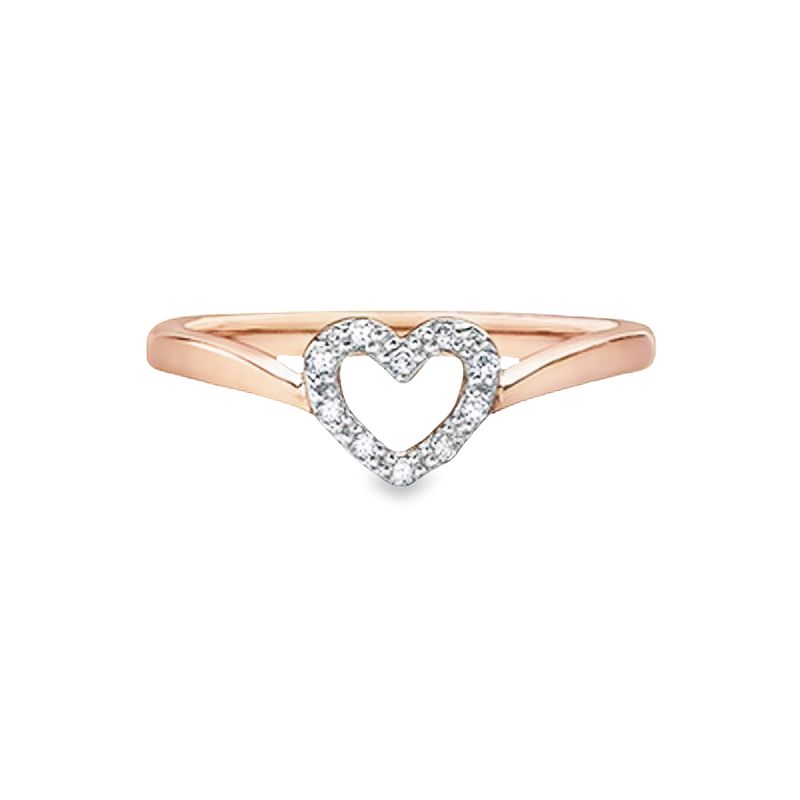 0.05TDW Diamond heart Ring in 10K Rose Gold