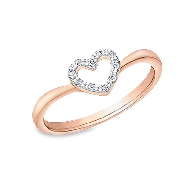 0.05TDW Diamond heart Ring in 10K Rose Gold