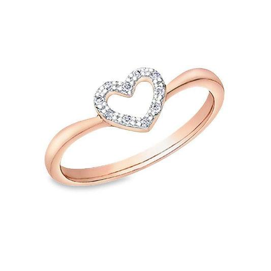 0.05TDW Diamond heart Ring in 10K Rose Gold