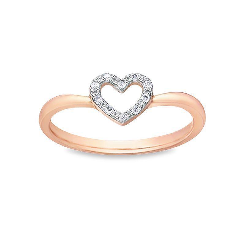 0.05TDW Diamond heart Ring in 10K Rose Gold