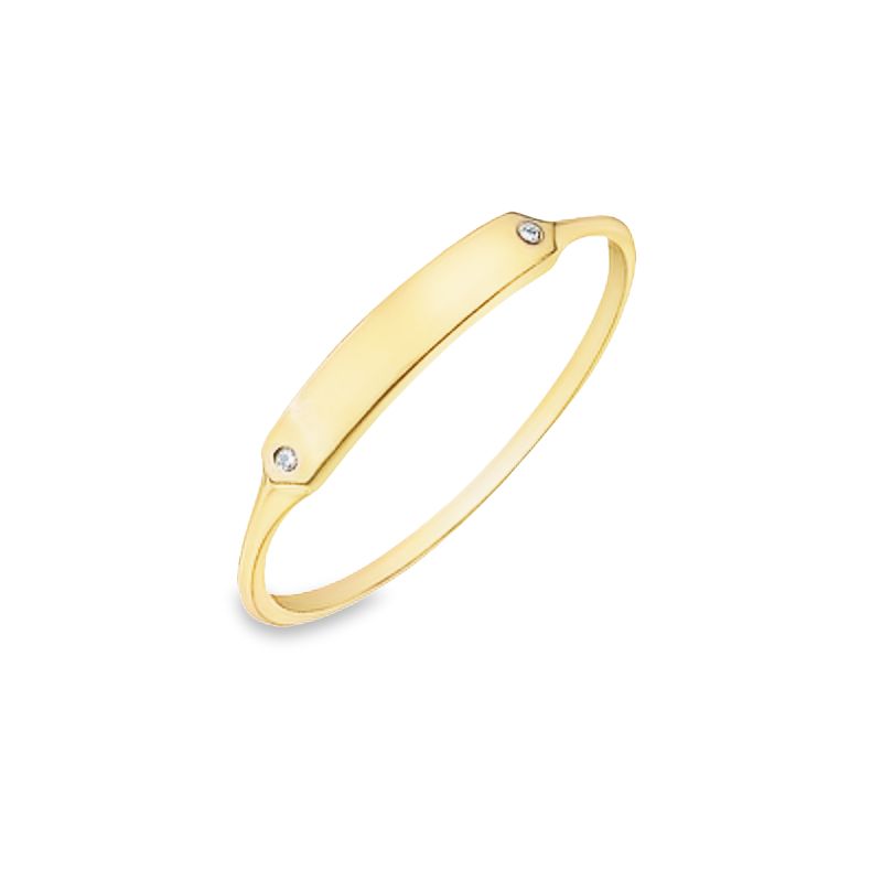 0.10TDW &amp; 10K Yellow Gold Diamond Ring with Two Stone Accents