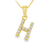Yellow Gold Plated Sterling Silver CZ Letter H Pendant