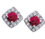 10k White Gold Ruby and Diamond Halo Earrings