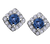 10k White Gold Blue Sapphire and Diamond Halo Earrings