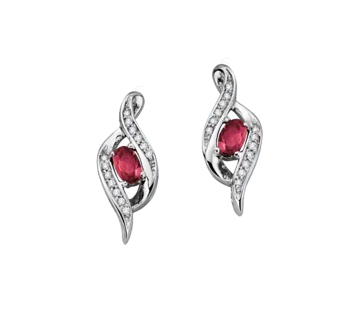 10k White Gold Ruby and Diamond Infinity Earrings