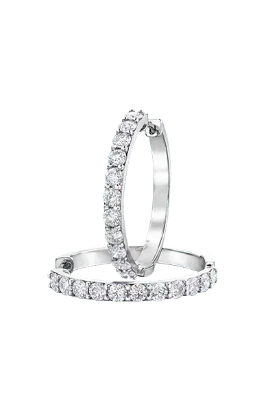 10K White Gold 3.00TDW Diamond Hoop Earrings