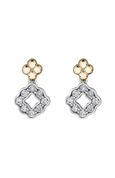 10K White and Yellow Gold 0.25TDW Diamond Floral Earrings