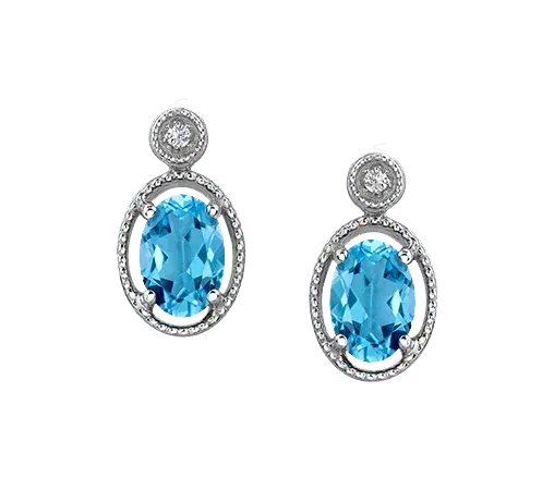 10k White Gold Blue Topaz Stud Earrings