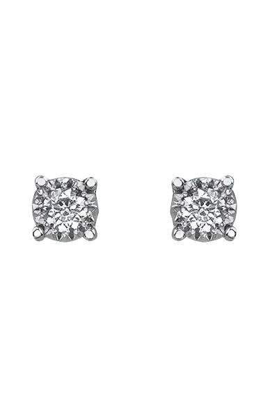 10K White Gold 0.05TDW Diamond Illusion Stud Earrings