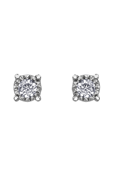 10K White Gold 0.15TDW Diamond Illusion Set Stud Earrings