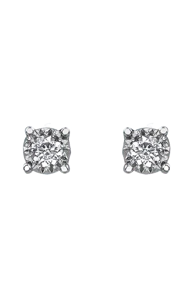 10K White Gold 0.35TDW Diamond Illusion Set Stud Earrings