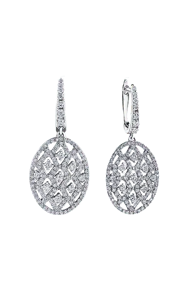 10K White Gold 1.50TDw Diamond Fancy French Clip Earrings With Dangle