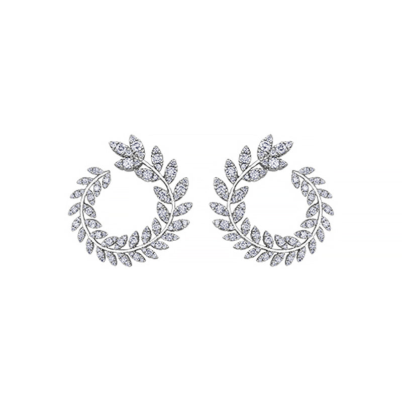 2.00TDW Diamond Fancy and 14K White Gold Earrings
