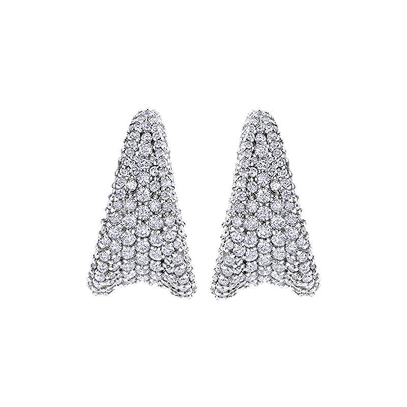 2.25TDW Diamond Pave Clip Earrings in 14K White Gold