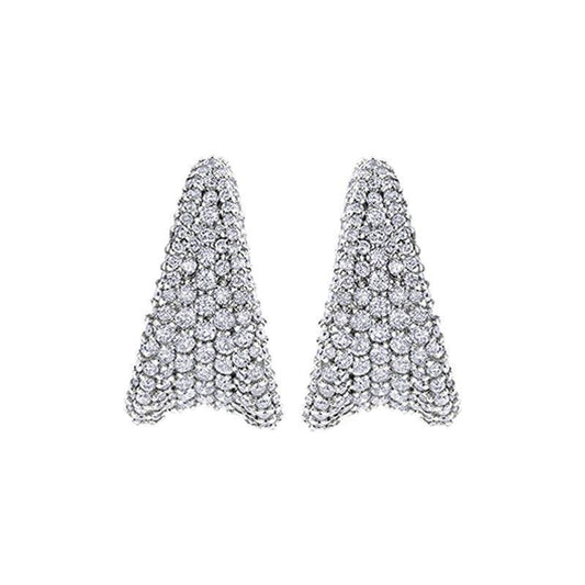 2.25TDW Diamond Pave Clip Earrings in 14K White Gold