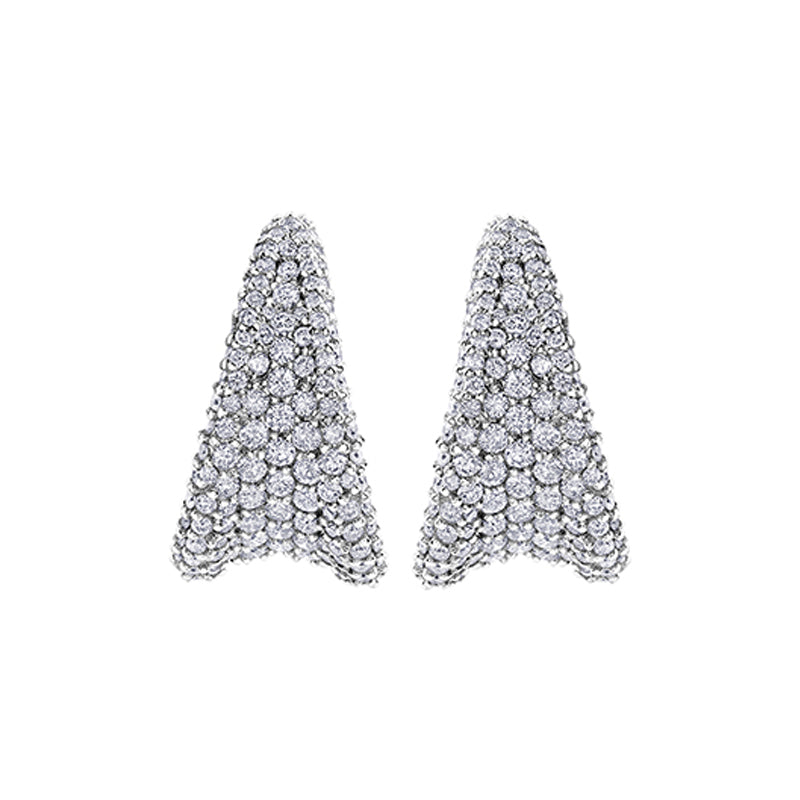 2.25TDW Diamond Pave Clip Earrings in 14K White Gold