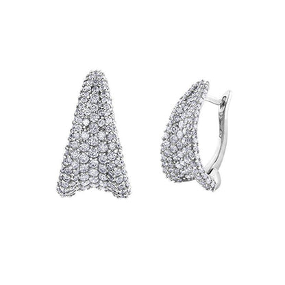 2.25TDW Diamond Pave Clip Earrings in 14K White Gold
