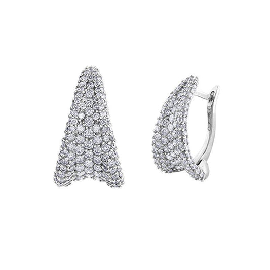 2.25TDW Diamond Pave Clip Earrings in 14K White Gold