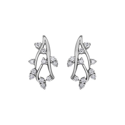 14K White Gold 0.50 Carat Diamond Leaf Cluster Earrings