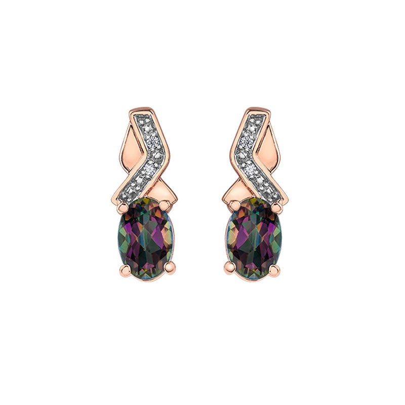 Mystic Topaz and Diamond Drop Earrings in 10K Rose and White Gold