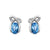 10K White Gold Blue Topaz and 0.02 TDW Diamond Oval Earrings